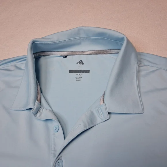 Adidas Sky Blue Men's Polo Golf Shirt - Picture 4 of 7